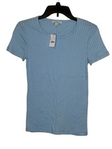 J.Crew Women&#39;s Tee Top Ribbed Short Sleeve Cotton Style# L1010. Blue Small NWT - £15.76 GBP