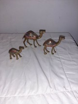 Vintage Brass Camels Miniature Figurines, Lot Of 3 Hand Painted Nativity... - $18.99
