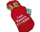 Merry Makings I Ate Santas Cookies Antler Pet Red Hoodie Dog XS 11 to 13... - $15.76