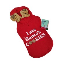 Merry Makings I Ate Santas Cookies Antler Pet Red Hoodie Dog XS 11 to 13 inches - £12.67 GBP