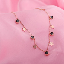 Black Star Drop Chain Necklace - £23.51 GBP