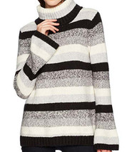kensie Womens Striped Turtleneck Sweater Color Black/White Combo Size Medium - £36.07 GBP
