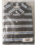 Amazon Essentials Men&#39;s XS Grey Button Front Slim fit Shirt Blue Stripe ... - £9.83 GBP