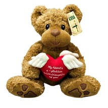 First and Main Teddy Bear Plush Toodles Brown Stuffed Animal Toy w Heart... - $14.39