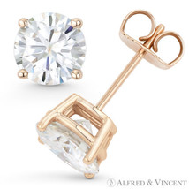 Round Cut Forever Brilliant Moissanite 14k Rose Gold 4Pr Pushback Stud Earrings - $267.29+