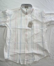 Mens Shirt Van Heusen half Short Sleeve white Check, New With Tags 90’s vintage - £13.04 GBP