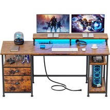 61&quot; Computer With Power Outlet And Usb Ports, Large With Shelves And Drawer, Wri - £151.07 GBP