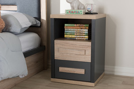 Calida Dark Gray and Light Brown Two-Tone 2-Drawer Nightstand - $2,308.83 MXN