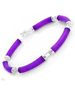 Genuine Natural Lavender JADE 925 Sterling Silver 7.25&quot; Gemstone Bracele... - $2,828.44 MXN