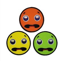 Emoji Embroidered Applique Sew/Iron On Patch 2.5&quot; Funny Laugh Hook &amp; Loop 5 - £5.16 GBP+
