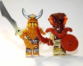 Golden Samurai and Pyro Snake Ninjago of 2 Building Minifigure Bricks US - £10.62 GBP