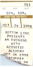 Biglietto Vintage Acoustic Alchemy 24 Ottobre 1998 The Bottom Line New York - $39.58