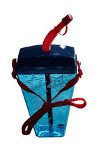 4th Of July Holiday Water Bottle w/ Straps &amp; Straw Portable Cup Travel 4... - £13.32 GBP