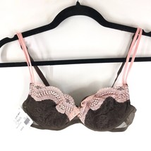 Miss Naory Bra Underwire Lace Lined Brown Pink Size 34B - £30.27 GBP