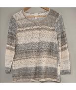 Chico&#39;s Textured Knit Sweater in Gray and Cream - $366.94 MXN