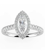 1ct Natural Diamond G-H Color I1 Clarity Design Marquise Shape Halo Ring - £1,958.33 GBP