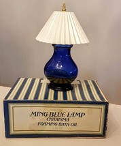 Avon Ming Blue Lamp Decanter Charisma Foaming Bath Oil Glass Bottle NOS Orig Box - £15.84 GBP