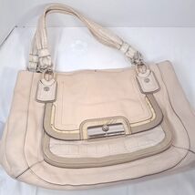 Coach Kristin Chalk Handbag Purse Tote Spectator zip top 16810 ivory bei... - $30.00