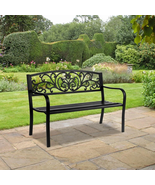 Outdoor Yard Porch Bench In Metal Garden Patio Chair 2-person Deck Seat ... - €84,03 EUR+
