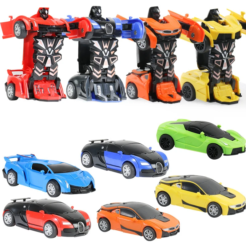 Plastic Mini Transformation Robot Car Toy For Boys Action Figure Collision - £13.18 GBP+