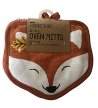 Envogue Woodland Fox Pot Holders Set of 2 Orange Cotton Autumn Thanksgiving Fall - £17.91 GBP