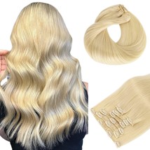 Human Hair Clip In Hair Extensions, Bleach Blonde Hair Extensions 120G Clip In H - £43.90 GBP