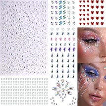 7 Sheets Eye Body Face Gems Self Adhesive Rhinestone Stickers Crystal Rainbow Ma - £17.44 GBP