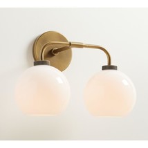 Milk Double Globe Sconce, Reagan Milk Double Globe Sconce- Brass - £171.18 GBP