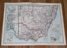 1908 Antique Map Of New South Wales Victoria Melbourne Sydney Adelaide Australia - £15.04 GBP