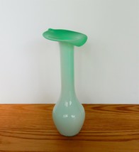 Beautiful vintage cased art glass sea foam green abstract lily flower vase - $25.00