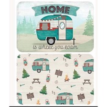 Home Is Where You Roam Reversible Placemats Retro Camping Trailer Flexible 2-Pc - £12.56 GBP