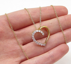 Gold Over 925 Silver - .75ctw Genuine Diamonds Love Heart Pendant &amp; Chain PT2039 - £153.79 GBP