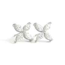 Authenticity Guarantee 
Marquise Diamond Flower Cluster Stud Earrings 14K Whi... - £2,889.36 GBP