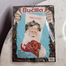 Bucilla Victorian Santa Teddy Bear Christmas Stocking Cross Stitch Kit 18&quot; NEW - £8.43 GBP