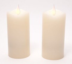 Trulite Set of (2) 6&quot; Flameless Pillars w/ remotes in Ivory - £34.88 GBP
