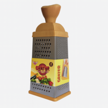 4-Sided Stainless Steel Box Cheese Grater 10.5" w/ Woodgrain Handle Non-... - $9.89