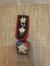 Vintage Hand Painted &amp; Embroidered Souvenir Metal Cow Bell - £8.14 GBP