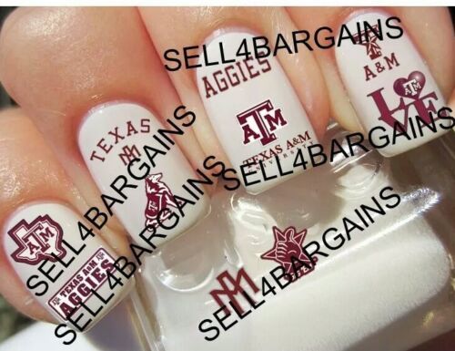 Texas A&M AGGIES 》10 Different Designs》Nail Art Decals