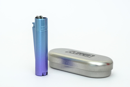 1 Refillable Metal Clipper Flint Blue Gradient Lighter With Gift Box! - £14.07 GBP