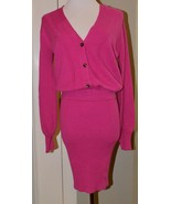 Toccin NY Sz XS Felicity Dress Berry Ribbed Knit Sweater Cotton Wool $295! - £56.06 GBP