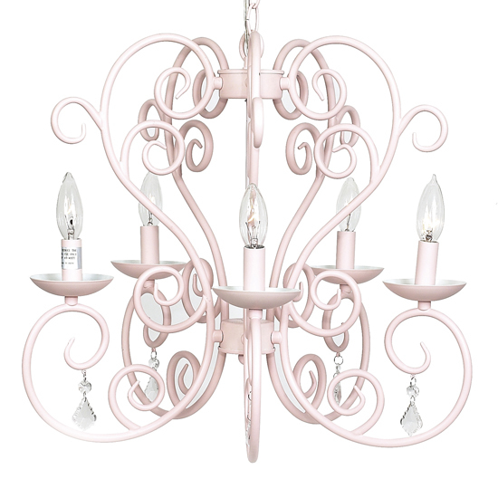 CHIC SHABBY 5 Arm Pink Carriage Style Chandelier - $599.99