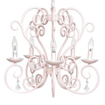 Chic Shabby 5 Arm Pink Carriage Style Chandelier - £478.50 GBP