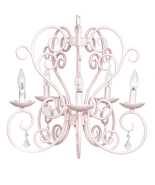 CHIC SHABBY 5 Arm Pink Carriage Style Chandelier - £479.60 GBP