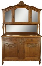 Art Deco Buffet 1920, French Mid-Century Modern Carved Oak, Mirror Back - $3,159.00