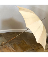 Vtg Parasol Umbrella - Carved Wood Handle - 34&quot; diameter, 34.75&quot; length - $38.47 CAD