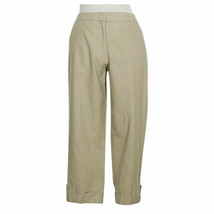 EILEEN FISHER Khaki Light Organic Cotton Canvas Cuffed Cropped Pants XS - £69.52 GBP