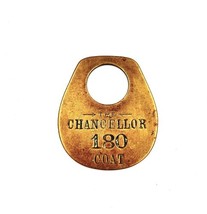 Vintage The Chancellor Hotel Coat Room Brass Metal Tag #180 - $521.79 MXN