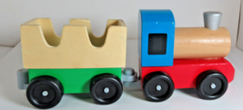 Melissa and Doug Wooden Train  Farm Red Train Engine and Hopper Car - $7.70