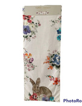 Easter Table Runner Floral Bunny Spring 16 x 80&quot; Bunny Flowers Yarn Whit... - $19.67
