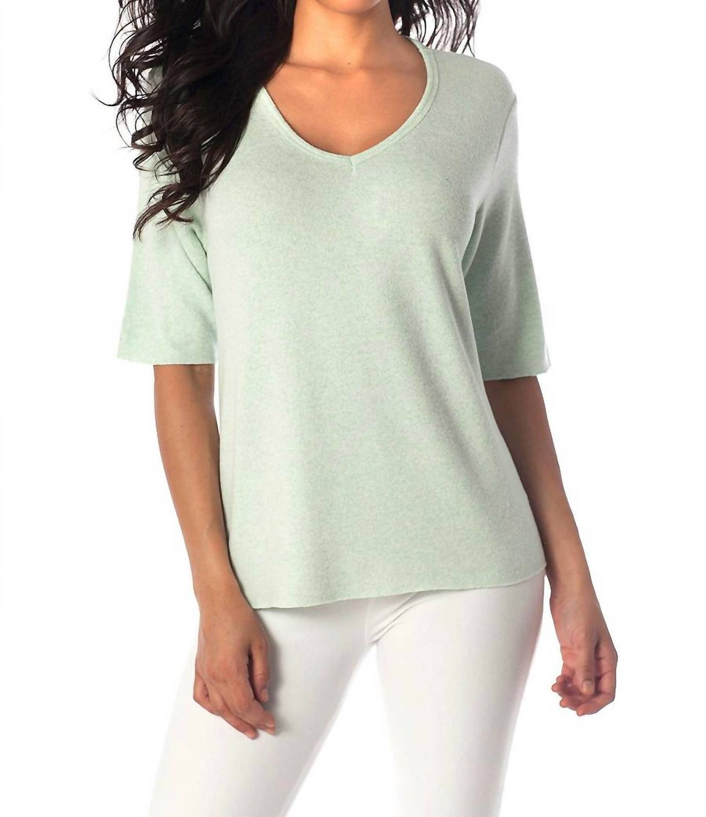 French Kyss jacqueline kashmira v-neck short sleeve in Mint
